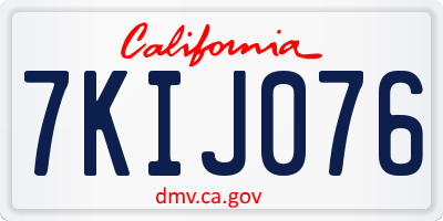 CA license plate 7KIJ076