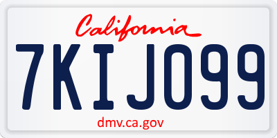 CA license plate 7KIJ099