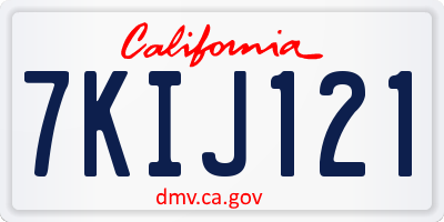 CA license plate 7KIJ121