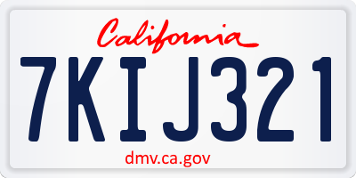 CA license plate 7KIJ321