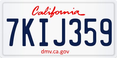 CA license plate 7KIJ359