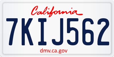 CA license plate 7KIJ562