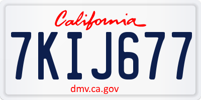 CA license plate 7KIJ677