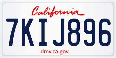 CA license plate 7KIJ896