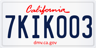 CA license plate 7KIK003