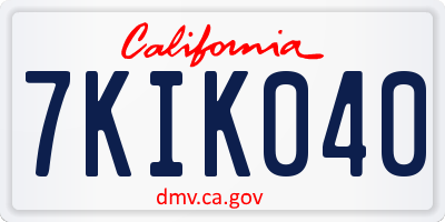 CA license plate 7KIK040
