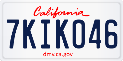 CA license plate 7KIK046
