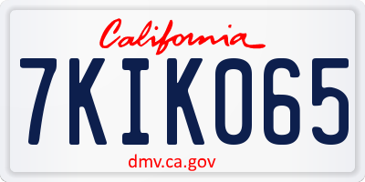 CA license plate 7KIK065