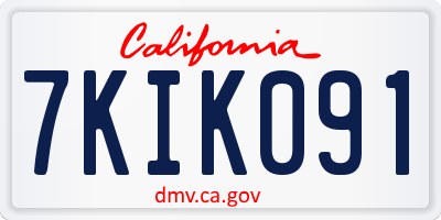 CA license plate 7KIK091