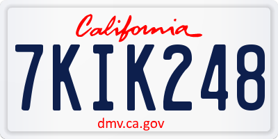 CA license plate 7KIK248