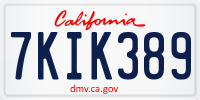 CA license plate 7KIK389