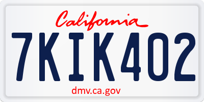 CA license plate 7KIK402