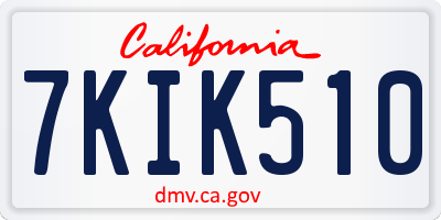 CA license plate 7KIK510