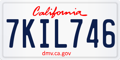 CA license plate 7KIL746