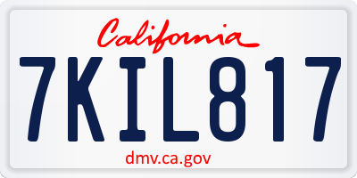 CA license plate 7KIL817