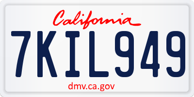 CA license plate 7KIL949
