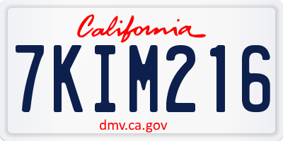 CA license plate 7KIM216