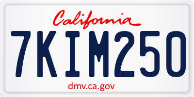 CA license plate 7KIM250