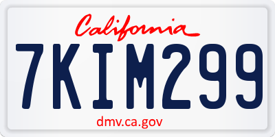 CA license plate 7KIM299