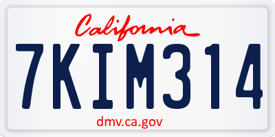CA license plate 7KIM314