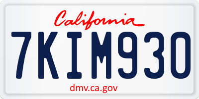 CA license plate 7KIM930