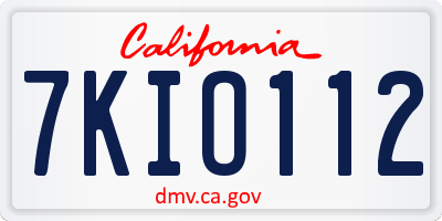 CA license plate 7KIO112
