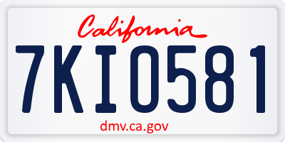 CA license plate 7KIO581