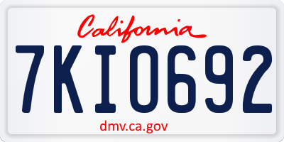 CA license plate 7KIO692