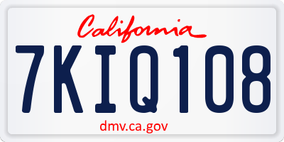 CA license plate 7KIQ108
