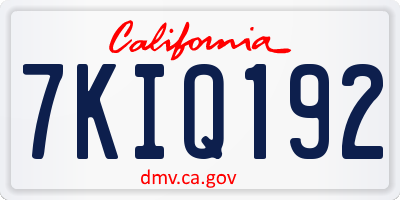 CA license plate 7KIQ192