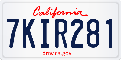 CA license plate 7KIR281