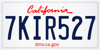 CA license plate 7KIR527