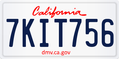 CA license plate 7KIT756