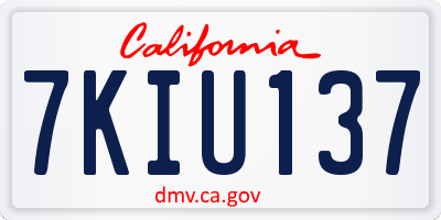 CA license plate 7KIU137