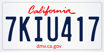 CA license plate 7KIU417