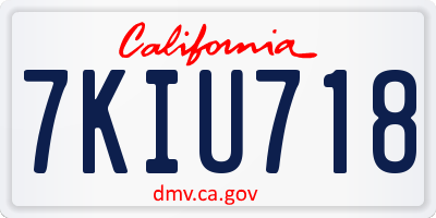 CA license plate 7KIU718