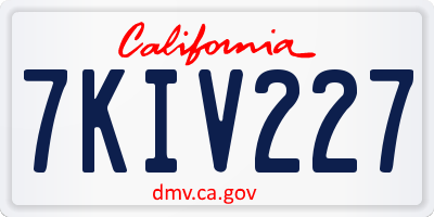CA license plate 7KIV227