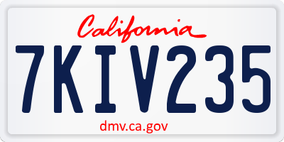 CA license plate 7KIV235