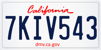 CA license plate 7KIV543