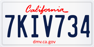 CA license plate 7KIV734