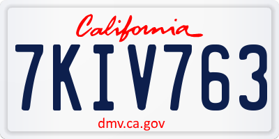 CA license plate 7KIV763