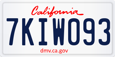 CA license plate 7KIW093
