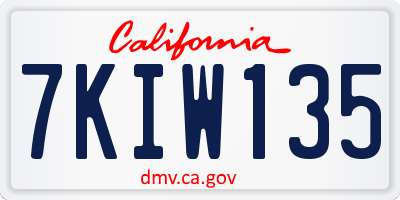 CA license plate 7KIW135