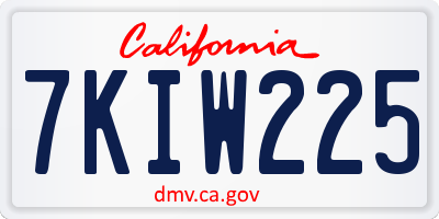 CA license plate 7KIW225