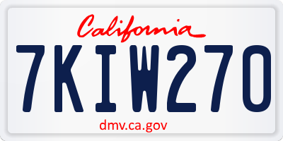 CA license plate 7KIW270