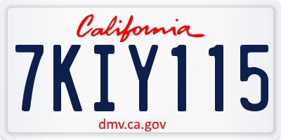 CA license plate 7KIY115