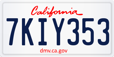 CA license plate 7KIY353