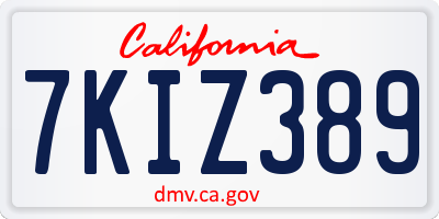 CA license plate 7KIZ389