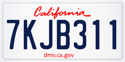 CA license plate 7KJB311