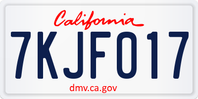 CA license plate 7KJF017